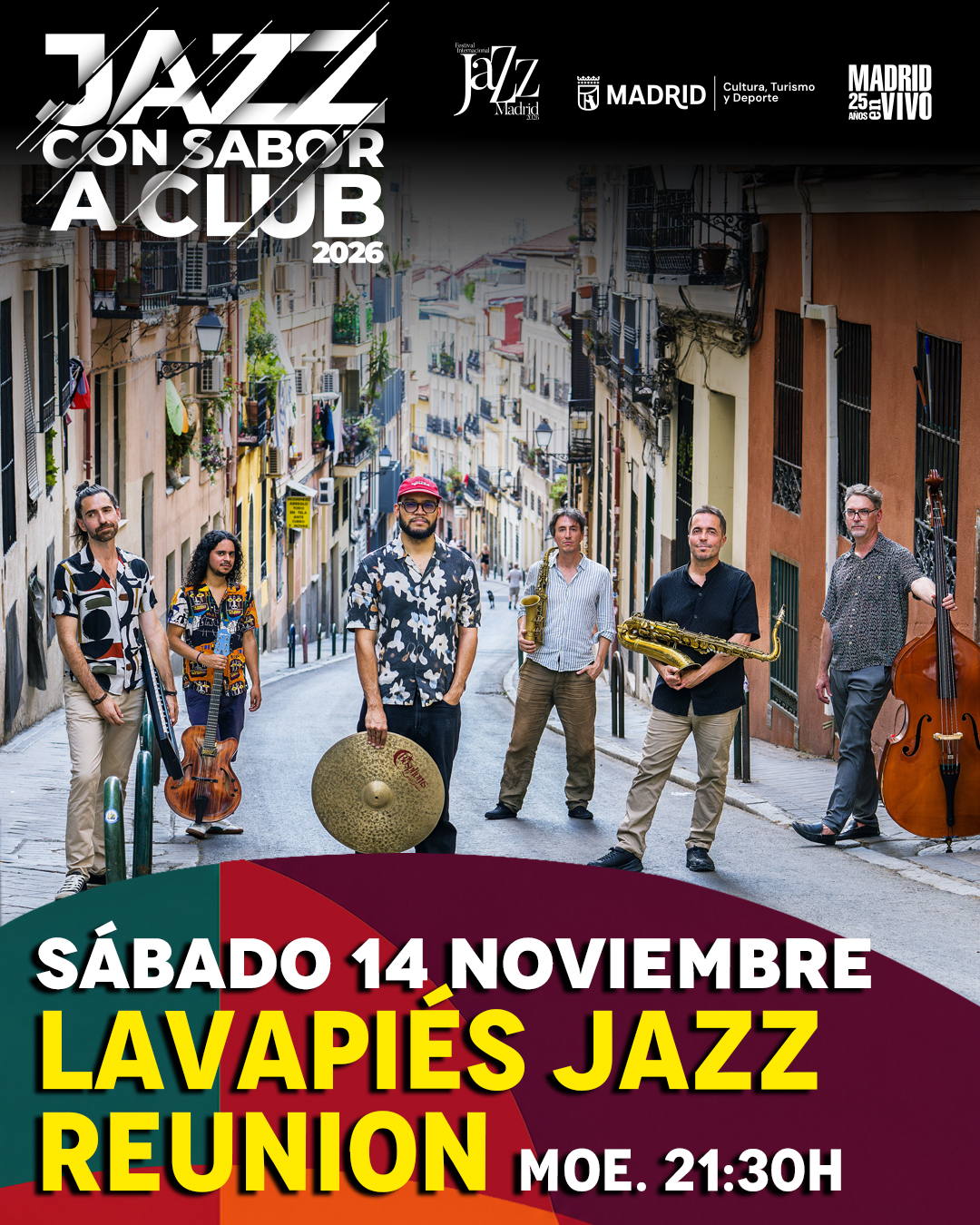 Cartel del concierto de Lavapiés Jazz Reunion en Moe Club dentro de la programación del festival  Jazzmadrid 